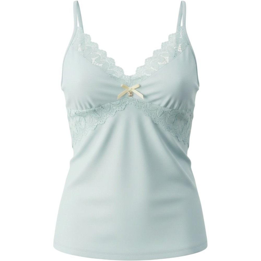 Daisy Fuentes Mint Green Lace Trim Pajama Set Cami and Shorts Womens Medium